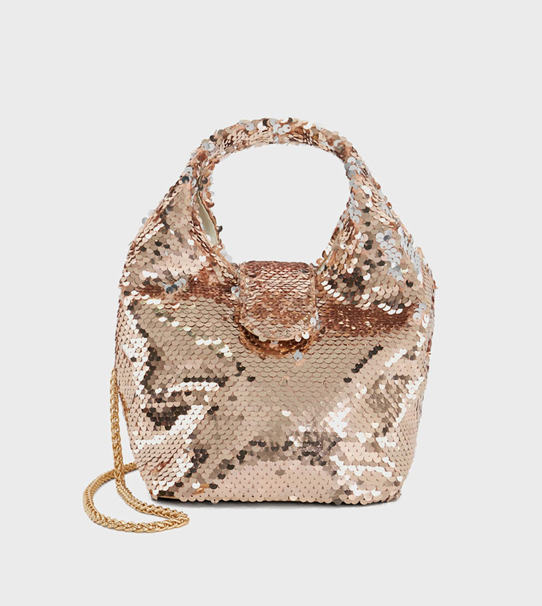 Rose gold sequin online bag