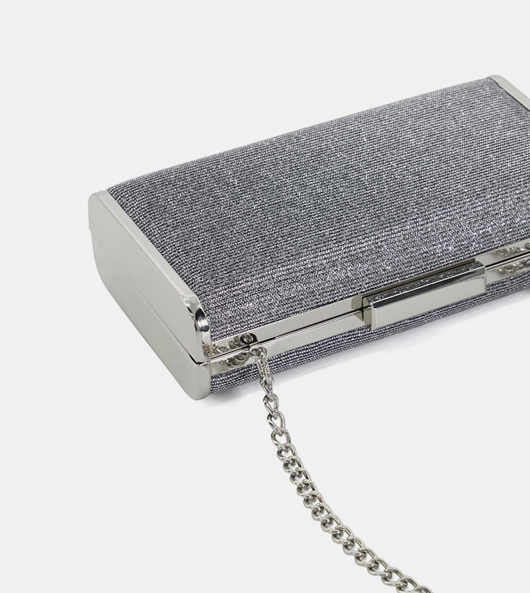 Buy Dune London BRILLIANTO Textured Clutch Bag In Pewter