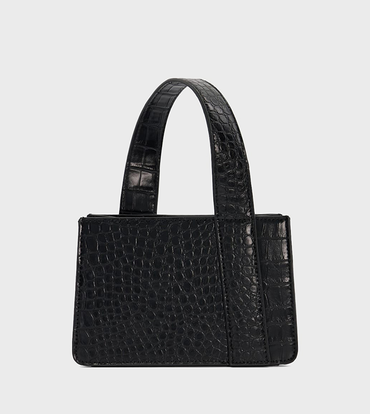 Buy Dune London DELANIE Croc Textured Handheld Bag In Black 6thStreet Oman