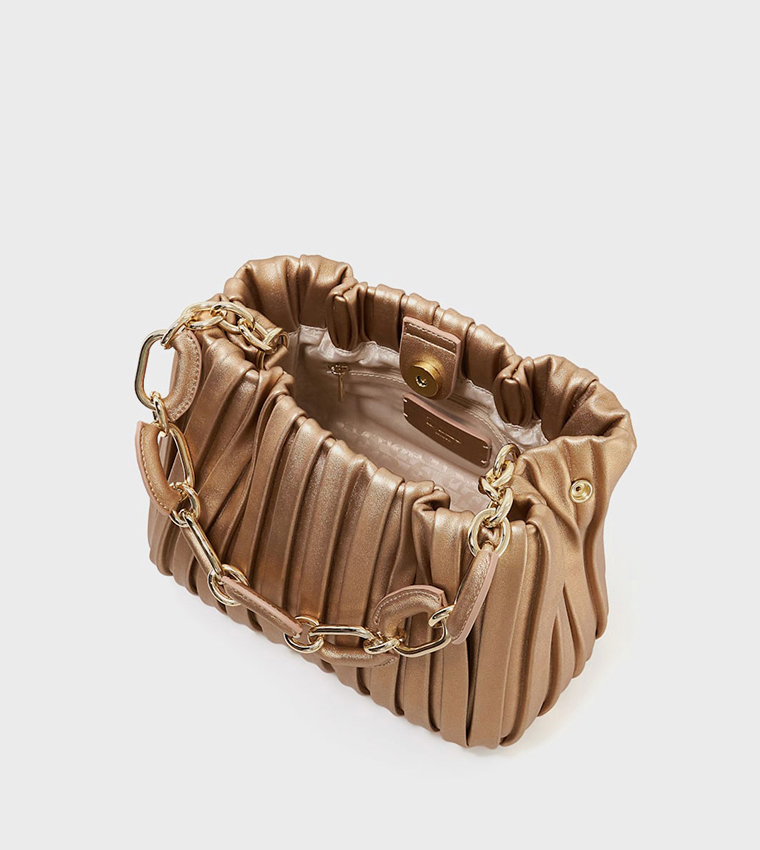 DINIDOMINIE Pleated Top Handle Bag