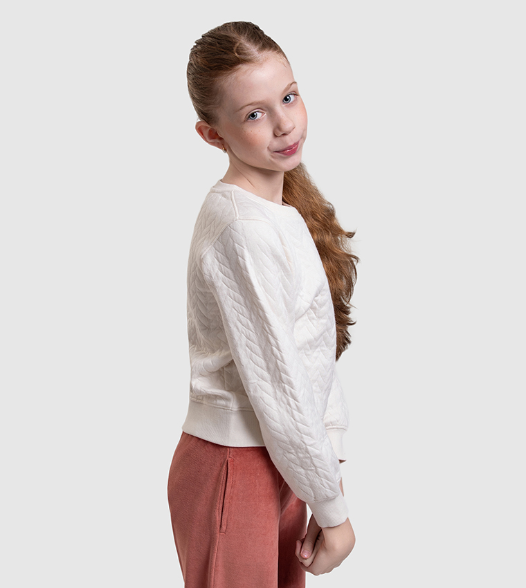 Logo Embroidered Quilted Sweatshirt