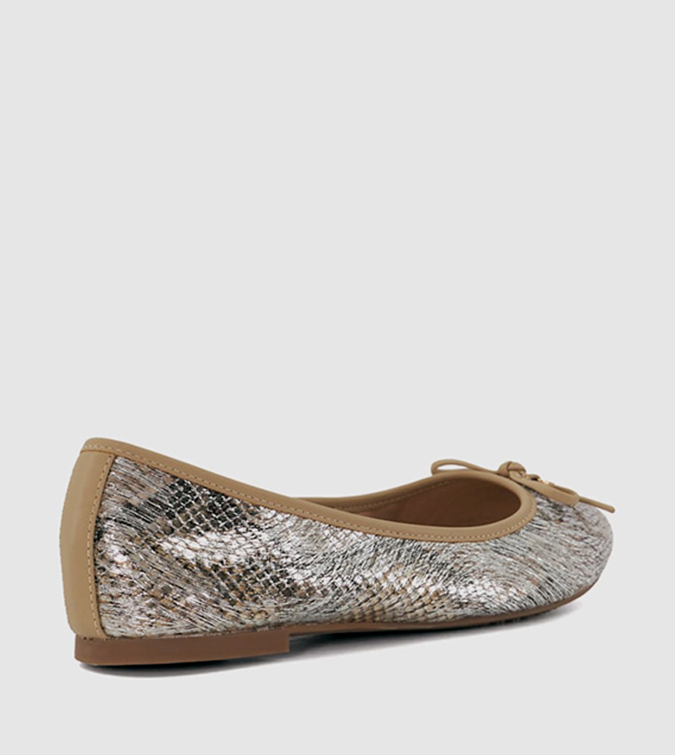 HALLO Textured Bow Detail Ballerinas