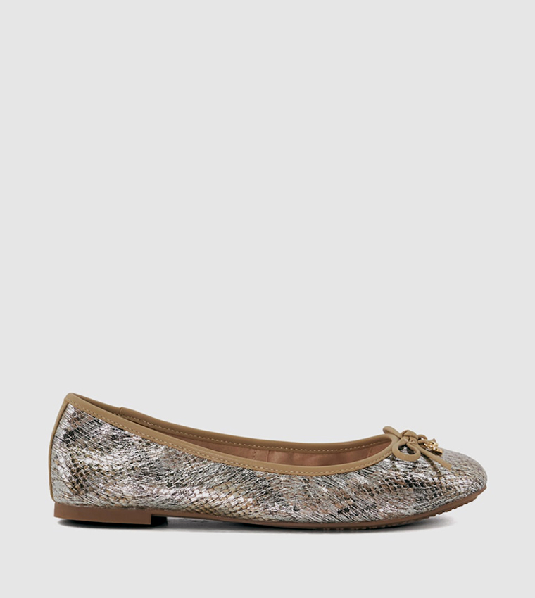 HALLO Textured Bow Detail Ballerinas