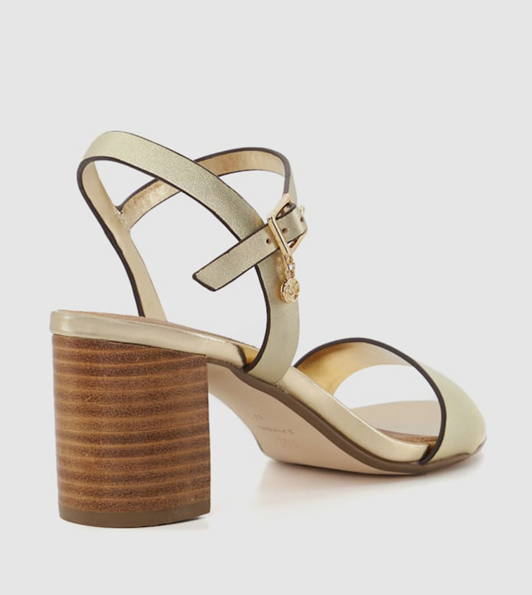 JELLY Metallic Buckle Closure Block Heel Sandals