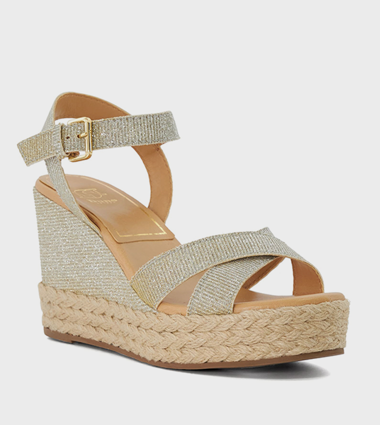 Dune gold wedge sandals best sale