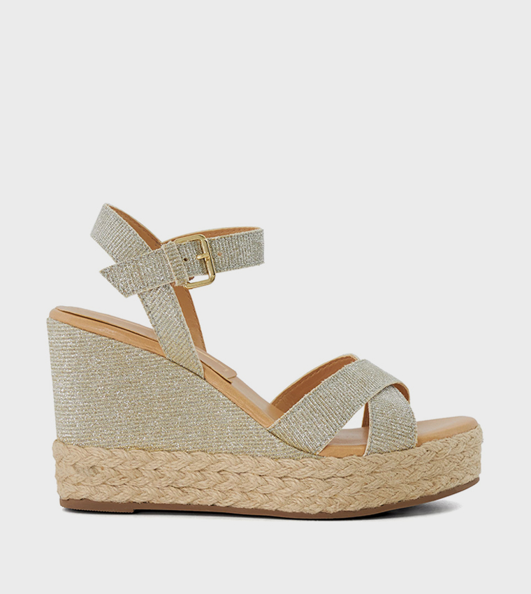 KIND Glittery Wedge Heel Sandals