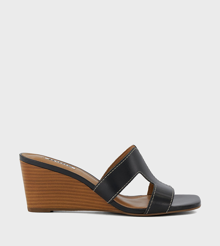 KOUPE Square Toe Wedge Sandals