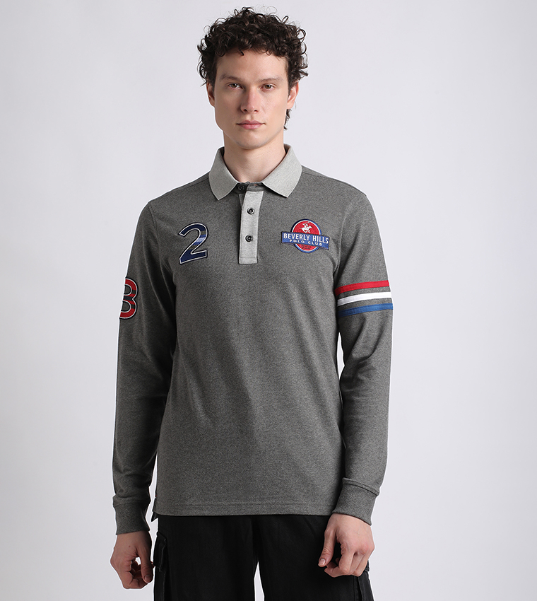 Logo Embroidered Long Sleeves Polo T-Shirt