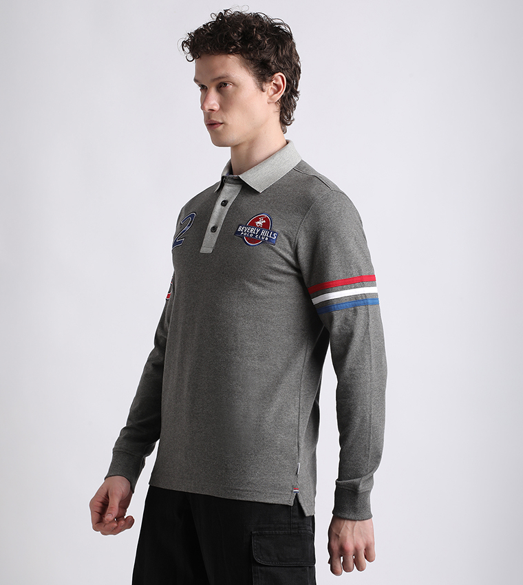 Logo Embroidered Long Sleeves Polo T-Shirt