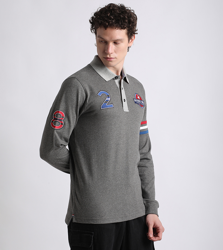 Logo Embroidered Long Sleeves Polo T-Shirt