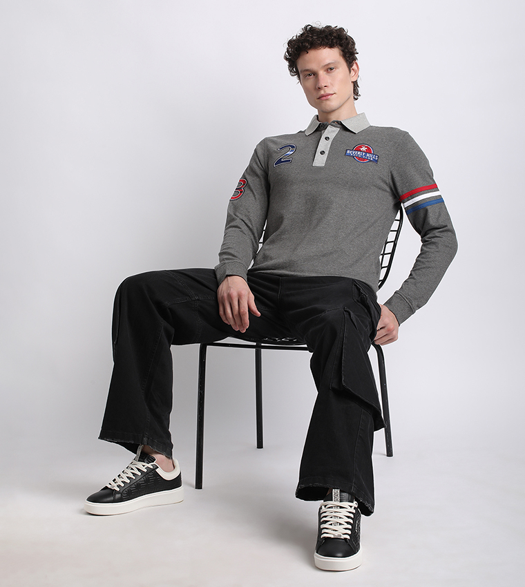 Logo Embroidered Long Sleeves Polo T-Shirt