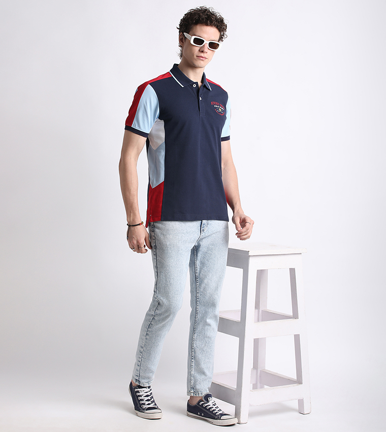 Color Block Short Sleeves Polo T-Shirt