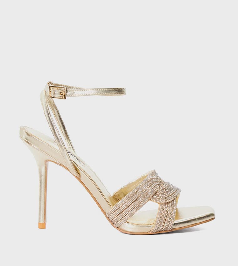 MARILYN Embellished Ankle Strap Heeled Sandals