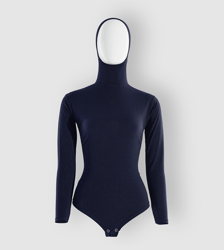 Solid Long Sleeves Bodysuit with Hijab Cap
