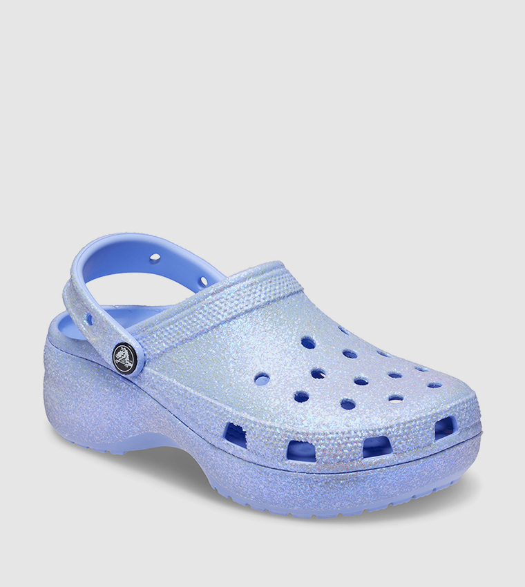 Buy Crocs Classic Platform Glitter Clog In Blue | 6thStreet Qatar