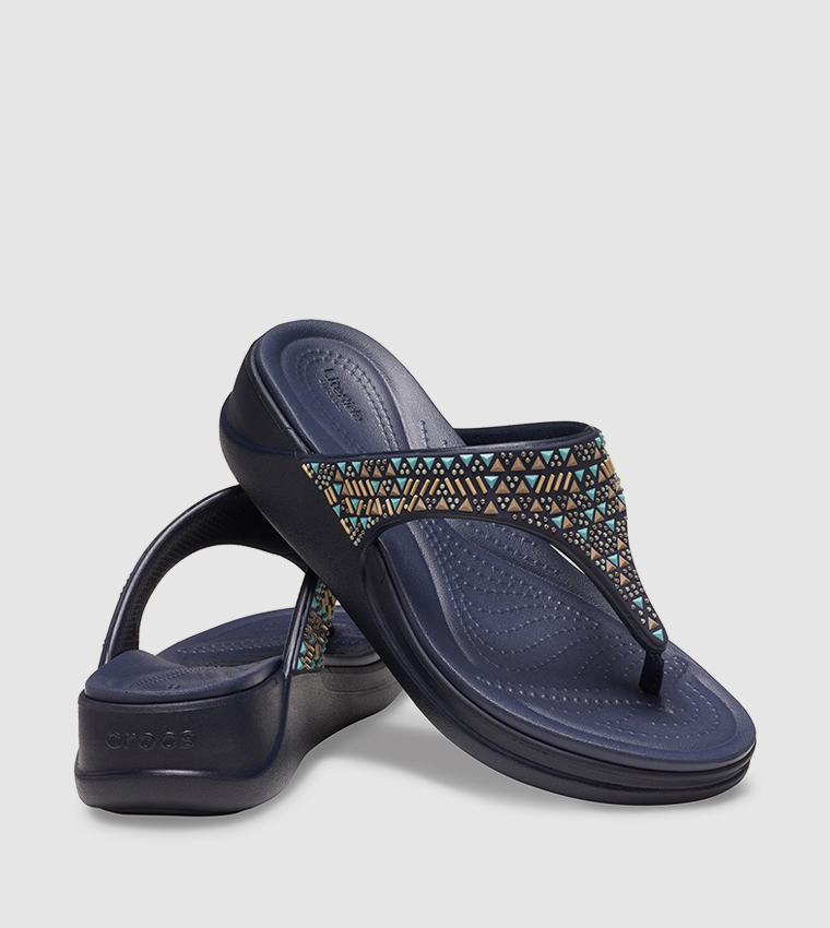 Crocs Sloane Embellished- Beaded Flip Flops Blue