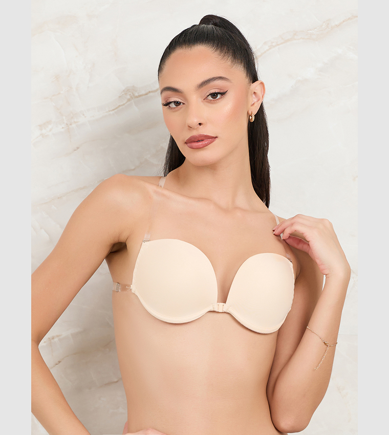 Front Fastening Clear Strap Bra