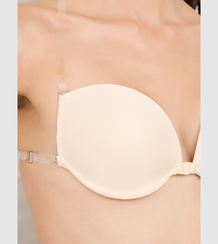 Front Fastening Clear Strap Bra