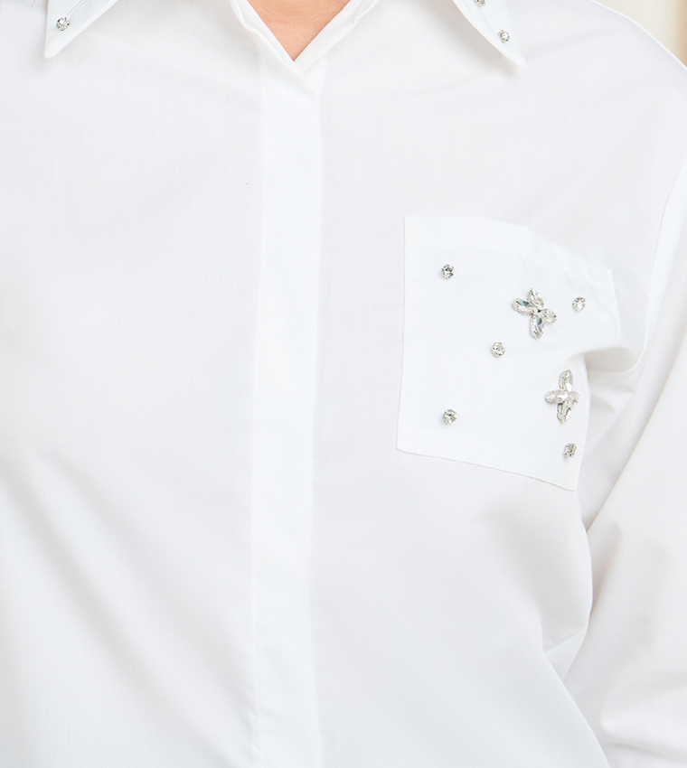 Embellished Detail Button Front Shirt
