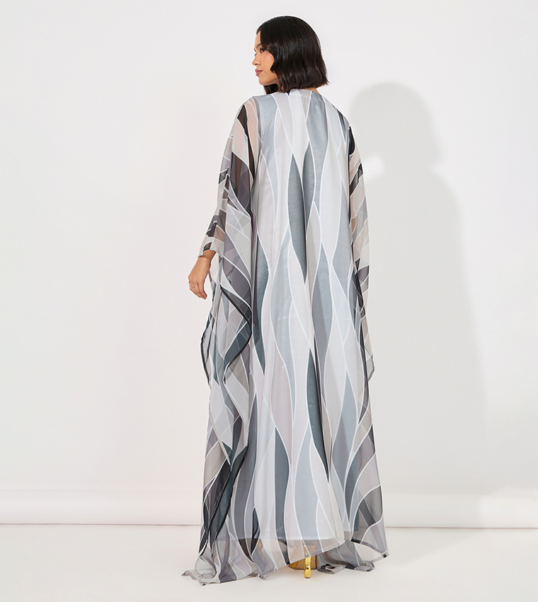 Abstract Print Georgette Farasha Kaftan