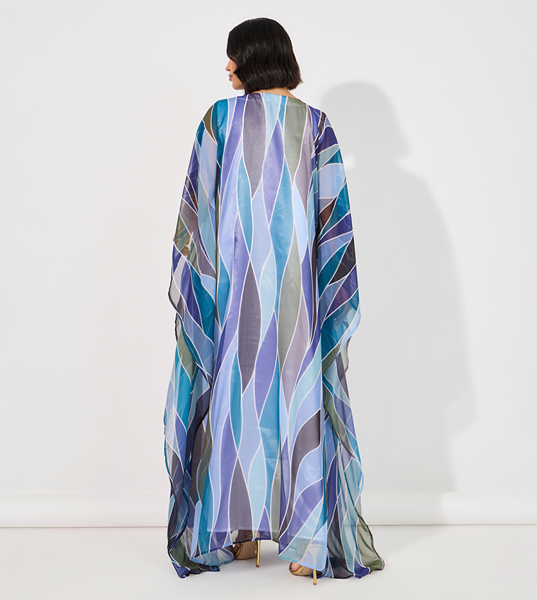 Abstract Print Georgette Farasha Kaftan
