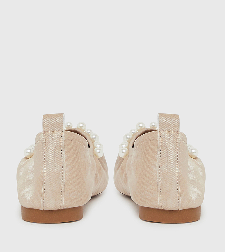 Faux Pearl Embellished Ballerinas