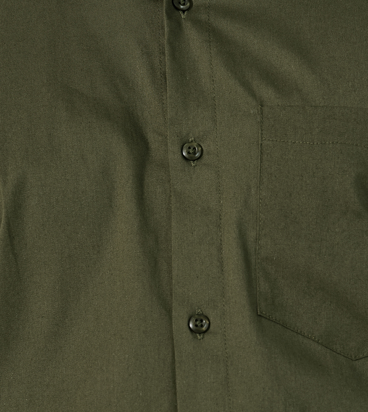 Chest Pocket Spread Collar Long Sleeves Shirt