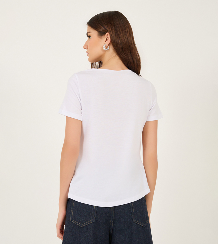 Solid Regular Fit Top with Cut-Out Detail