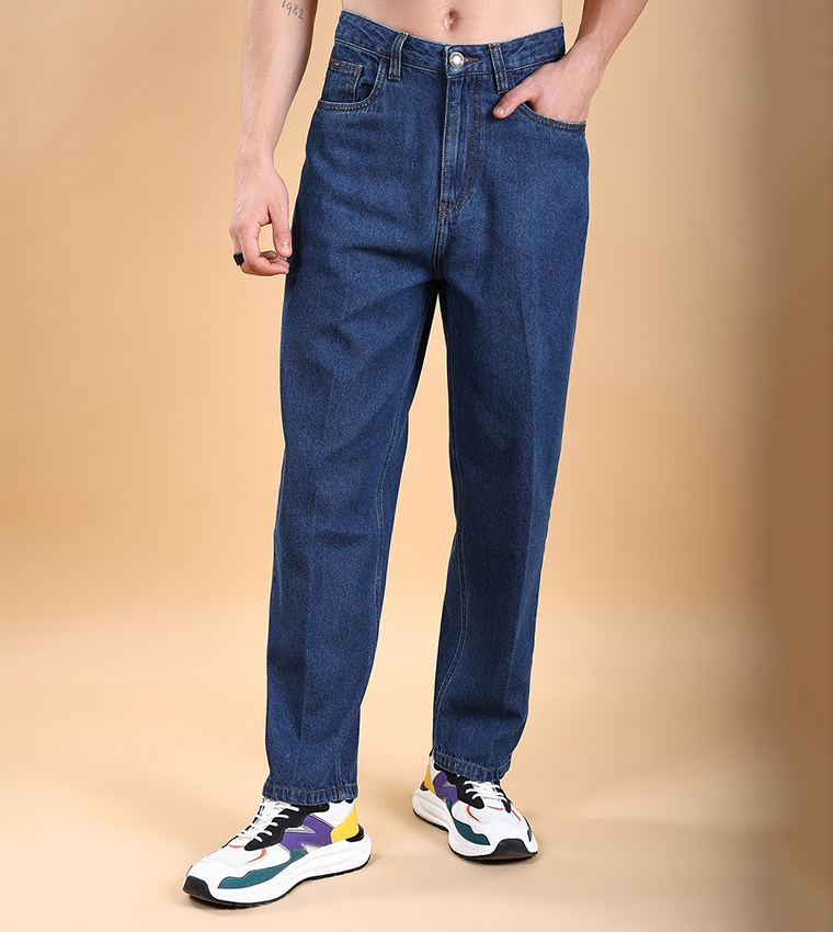 Mid Rise Loose Fit Faded Baggy Jeans