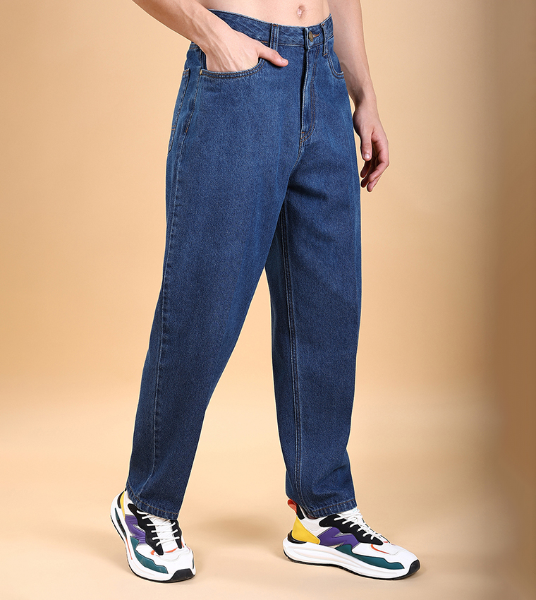 Mid Rise Loose Fit Faded Baggy Jeans