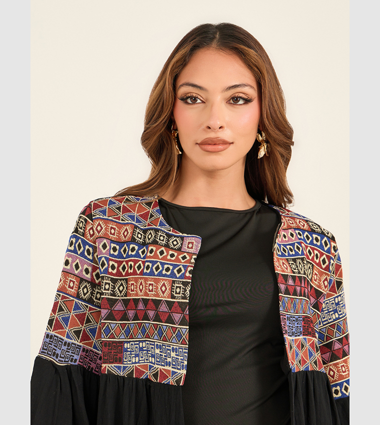 Embroidered Bell Sleeves Regular Fit Kimono