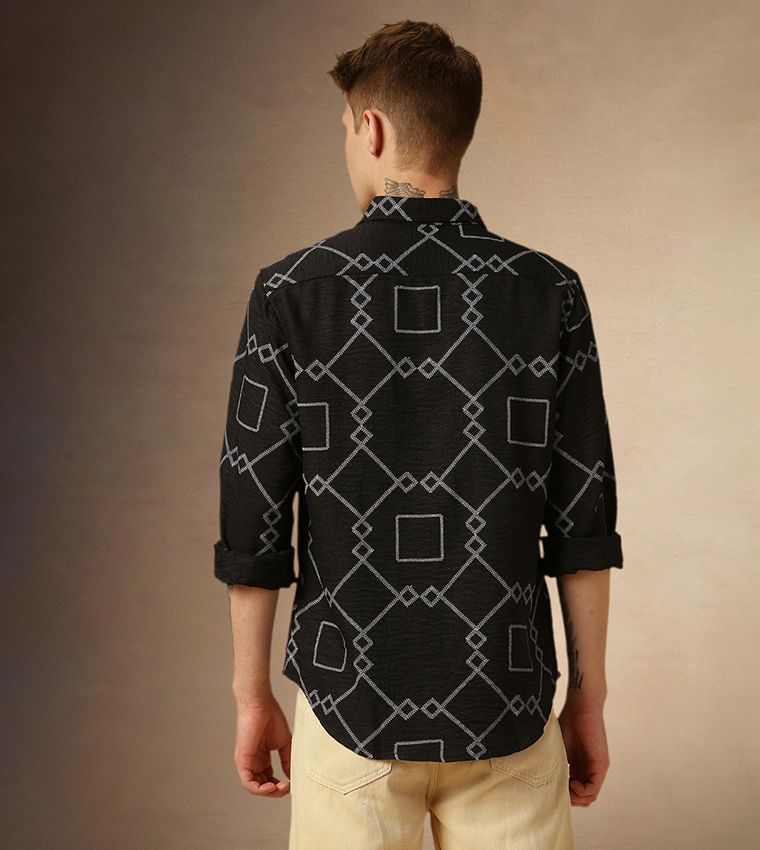 Printed Relaxed Fit Spread Collar Shirt