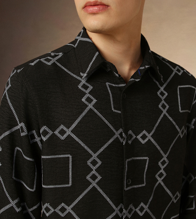 Printed Relaxed Fit Spread Collar Shirt