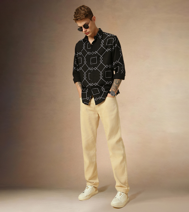 Printed Relaxed Fit Spread Collar Shirt