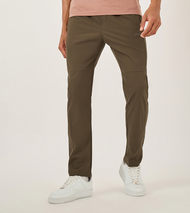 Solid Drawstring Waist Regular Fit Pants