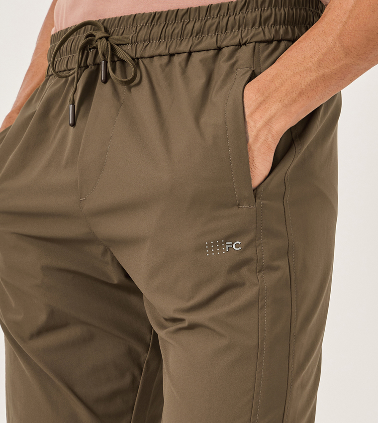 Solid Drawstring Waist Regular Fit Pants