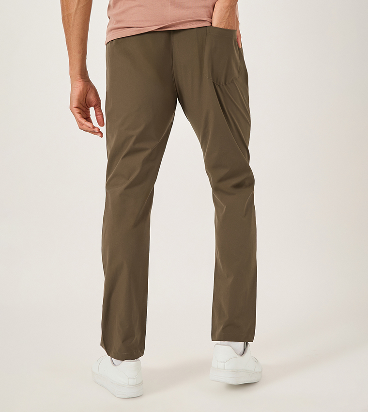 Solid Drawstring Waist Regular Fit Pants
