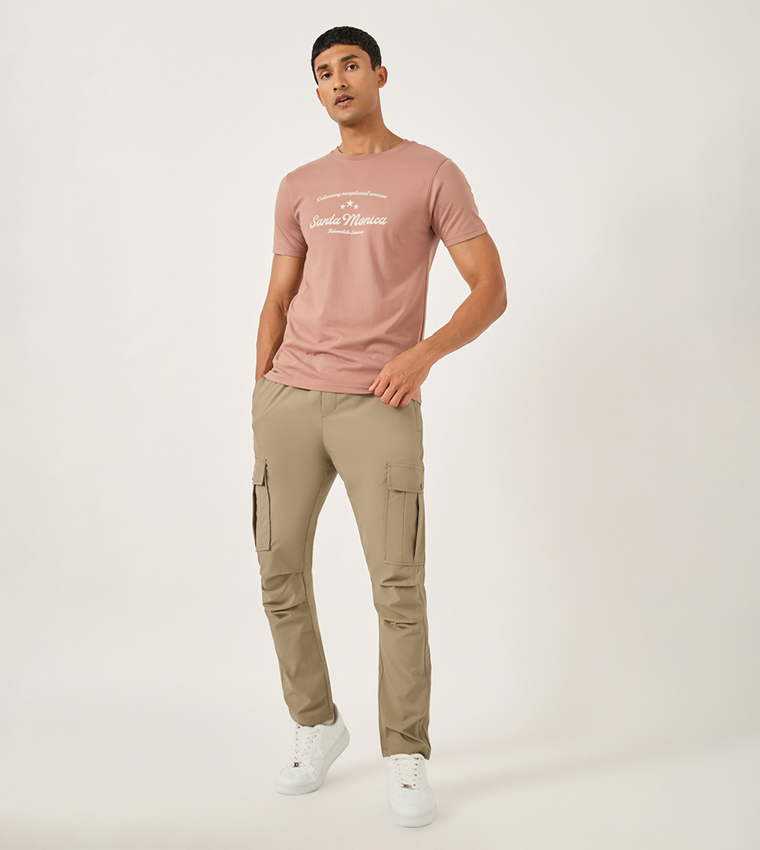 Solid Straight Fit Cargo Pants