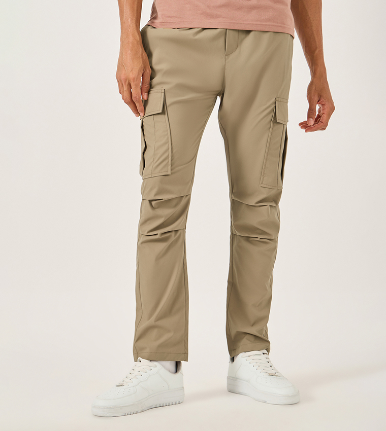 Solid Straight Fit Cargo Pants