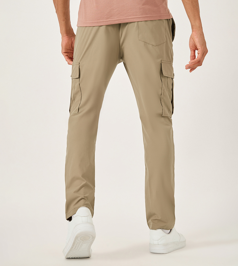 Solid Straight Fit Cargo Pants