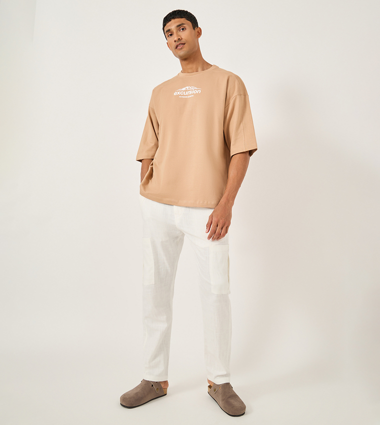 Mid Rise Straight Fit Pants with Drawstring
