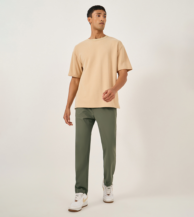Solid Drawstring Waist Regular Fit Pants
