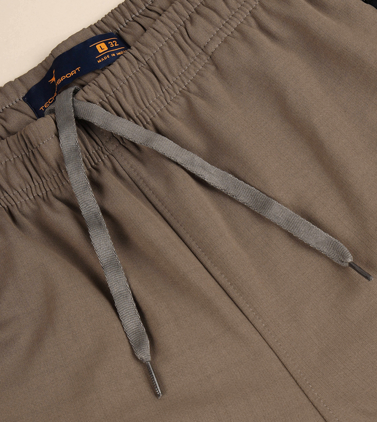 Solid Slim Fit Track Pants with Techno Dry