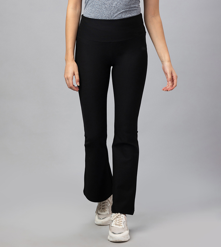 Solid High Rise Flared Treggings