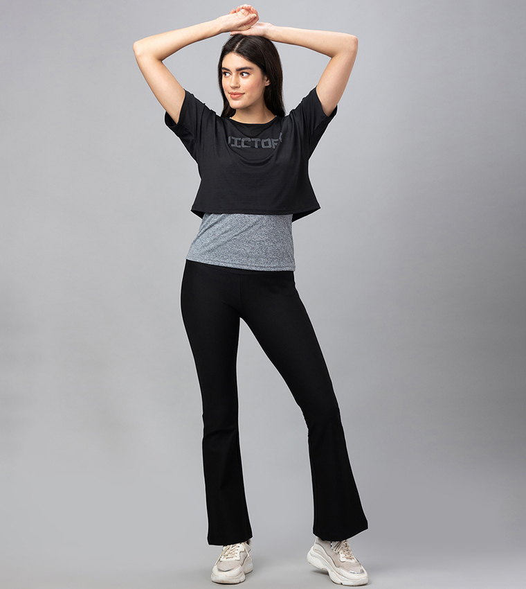 Solid High Rise Flared Treggings