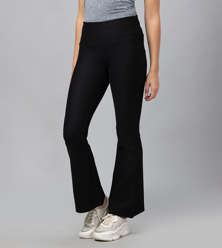 Solid High Rise Flared Treggings