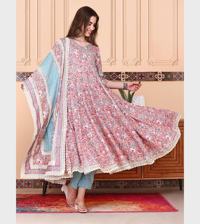 Printed Kurta Set with Dupatta
