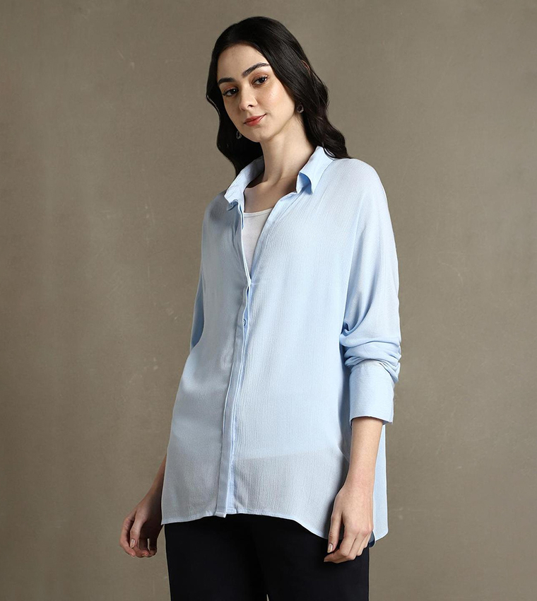 Spread Collar Oversized Casual Shirt