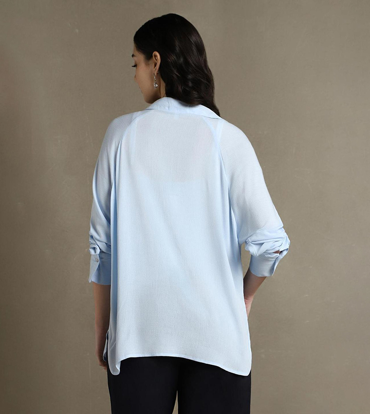 Spread Collar Oversized Casual Shirt