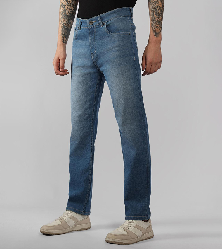 Mid Wash Relaxed Fit Jeans